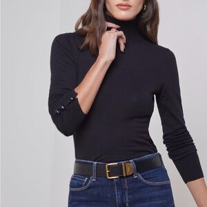 L'AGENCE Flora Turtleneck Sweater in Charcoal Grey, Size XS